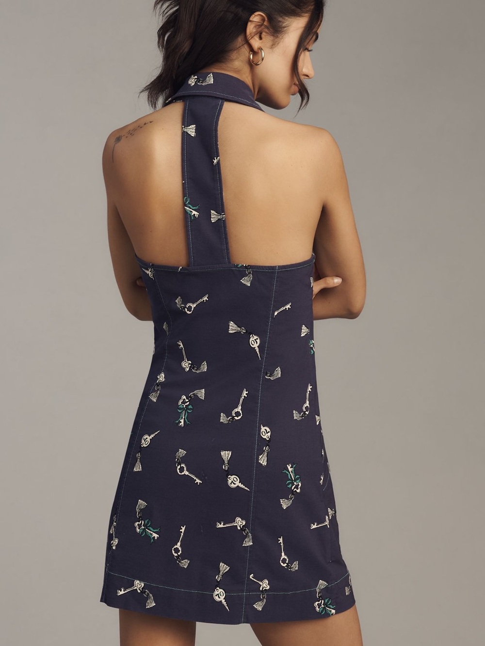 Anthropologie Maeve Amelia Collared Mini Dress Size XXS Navy NWT - Picture 4 of 8